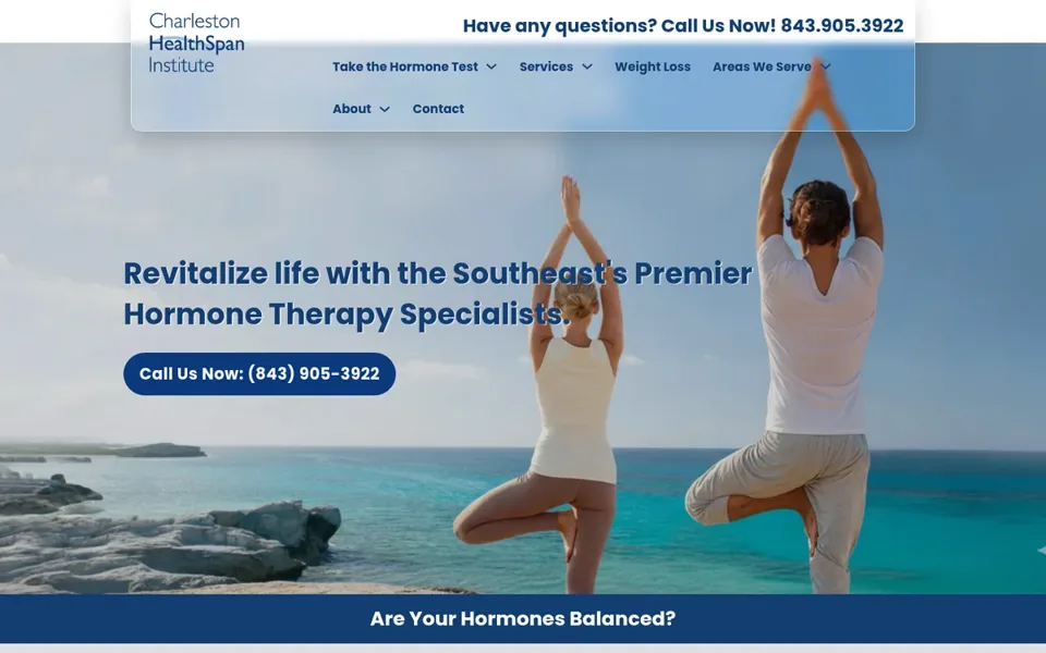 Homepage of the Charleston Healthspan website, designed by Mindsaw