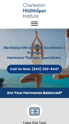 Mobile homepage of the Charleston Healthspan website, designed by Mindsaw